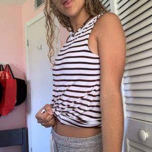 White and brown striped t-shirt